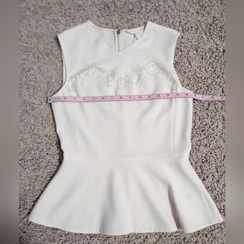 NWT Cream Crepe Peplum Top